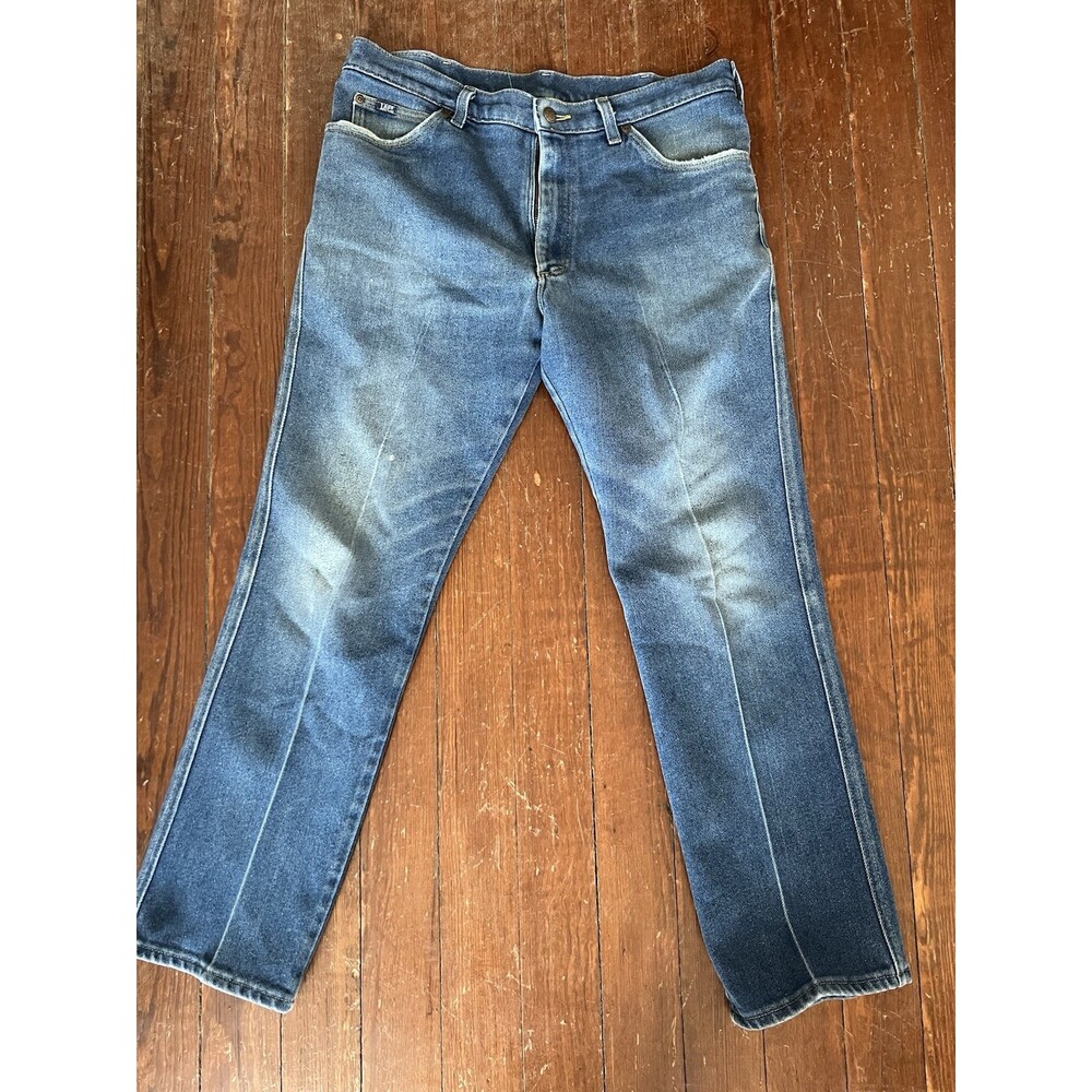 Vintage 80s Men’s Lee Jeans Straight Leg Leather Tag Made in USA 38 x 32